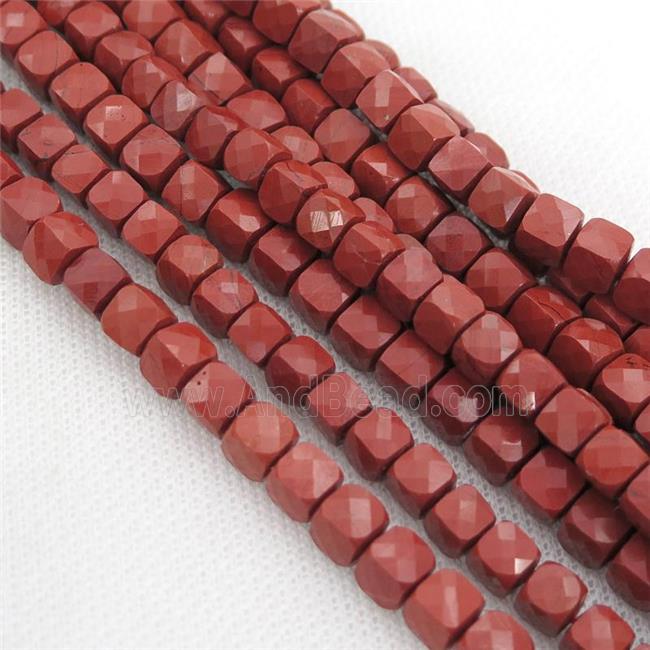 red Jasper Beads, faceted cube