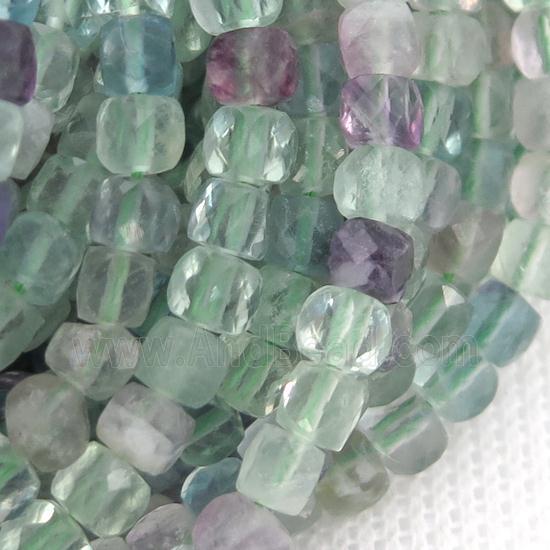 green Fluorite Beads, faceted cube