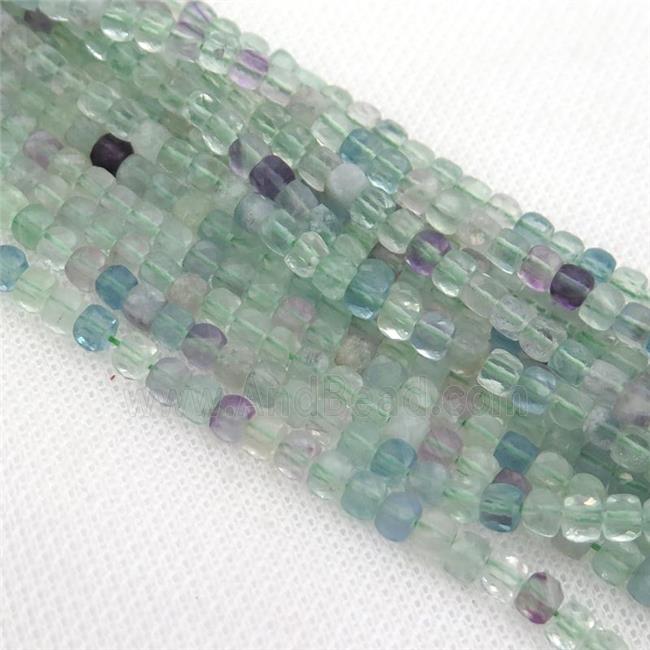 green Fluorite Beads, faceted cube