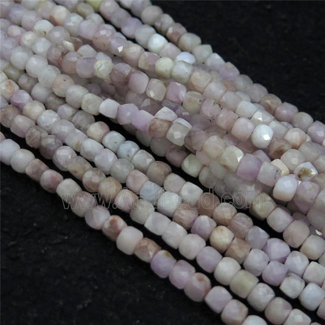 Kunzite Beads, faceted cube