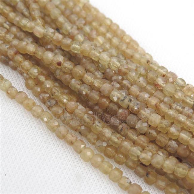 yellow Apatite Beads, faceted cube