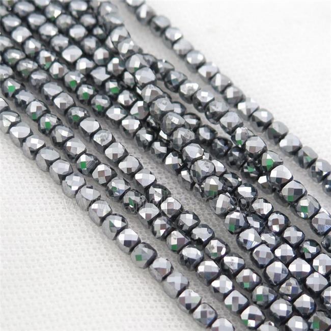 Terahertz Stone Beads, faceted cube