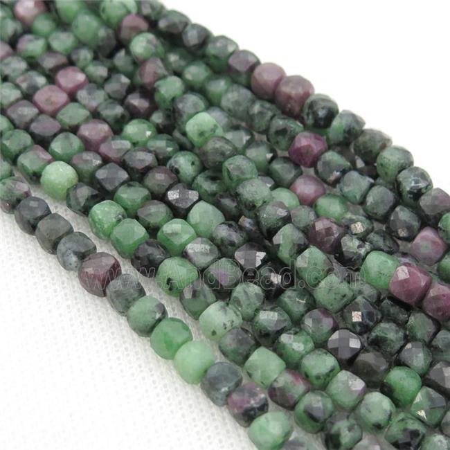 Ruby Zoisite Beads, faceted cube