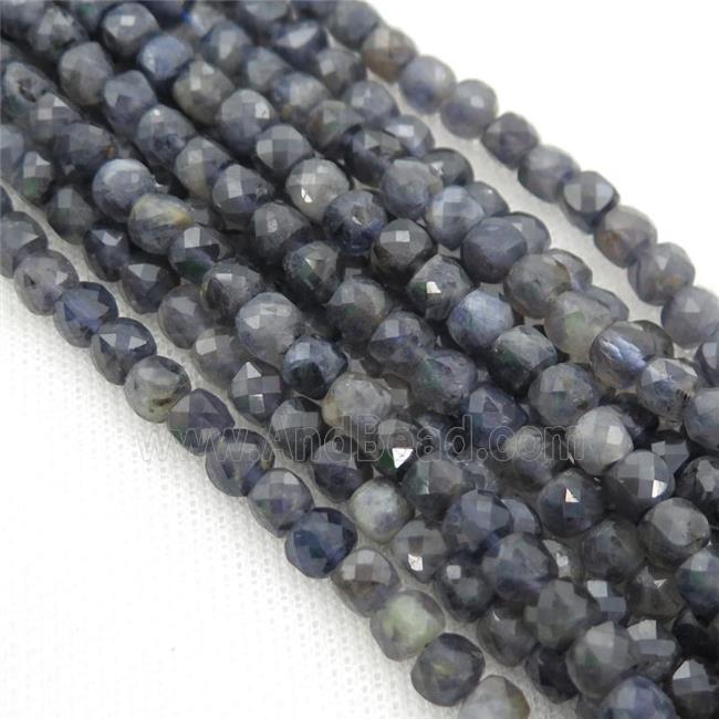 Iolite Beads, faceted cube