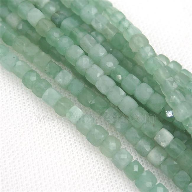 green Aventurine Beads, faceted cube