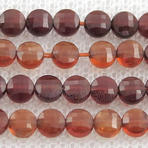 orange Garnet Beads, faceted coin
