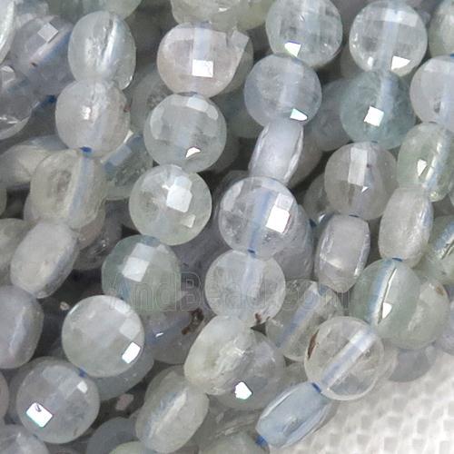 lt.blue Sapphire Beads, faceted coin