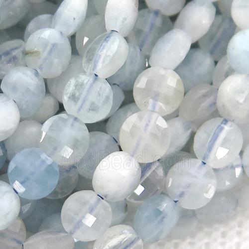 lt.blue Aquamarine Beads, faceted circle