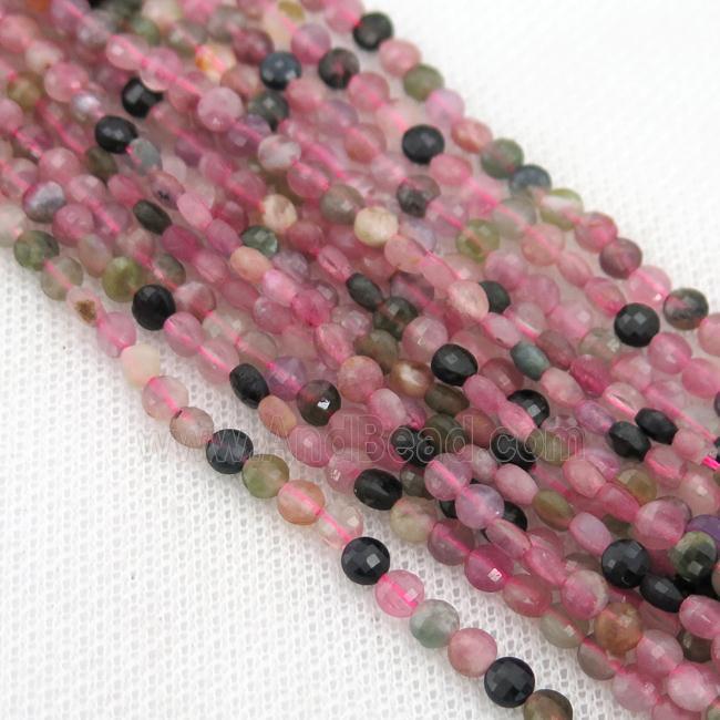 multicolor Tourmaline Beads, faceted coin