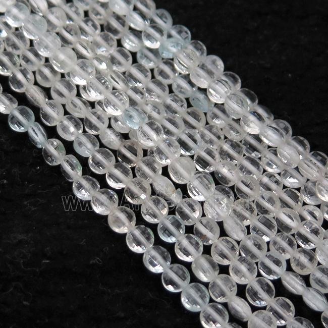 white Topaz Beads, faceted circle