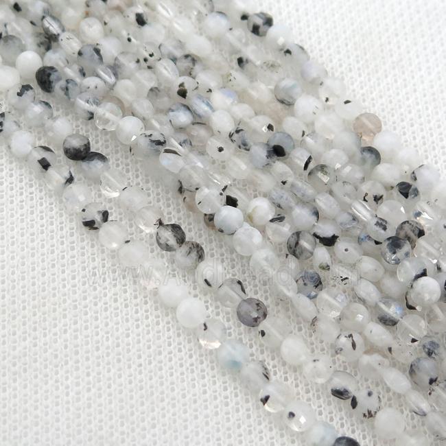 white MoonStone Beads, faceted coin