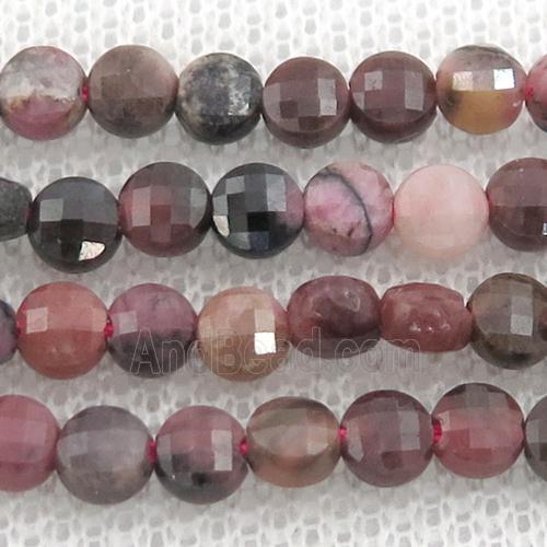 Rhodonite Beads, faceted circle