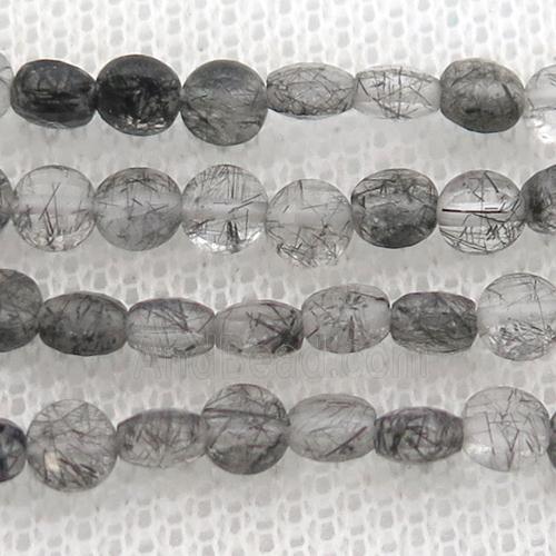 black Rutilated Quartz Beads, faceted circle