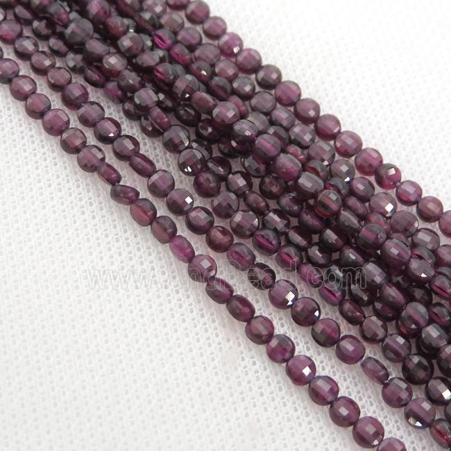 purple Garnet Beads, faceted coin