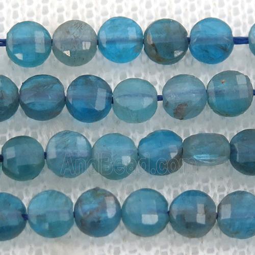 blue Apatite Beads, faceted coin
