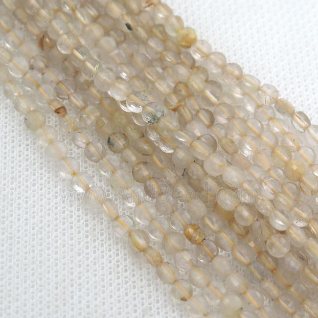 gold Rutilated Quartz Beads, faceted coin