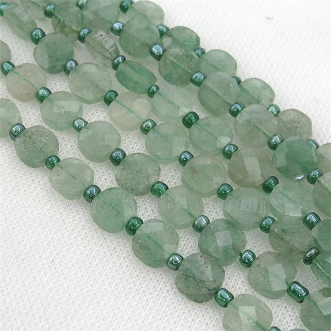 green Strawberry Quartz Beads, faceted square