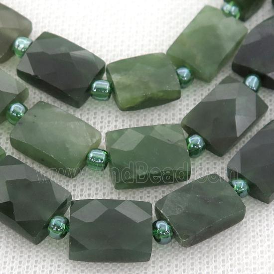 green Canadian Chrysoprase Beads, faceted rectangle