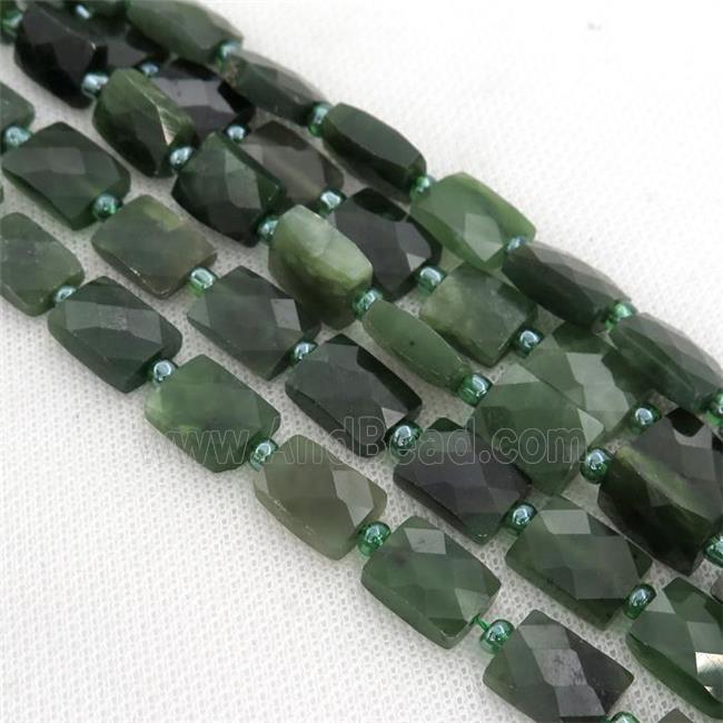 green Canadian Chrysoprase Beads, faceted rectangle
