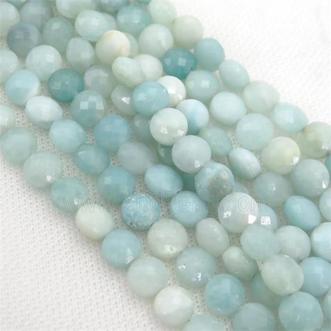 blue Amazonite Beads, faceted circle