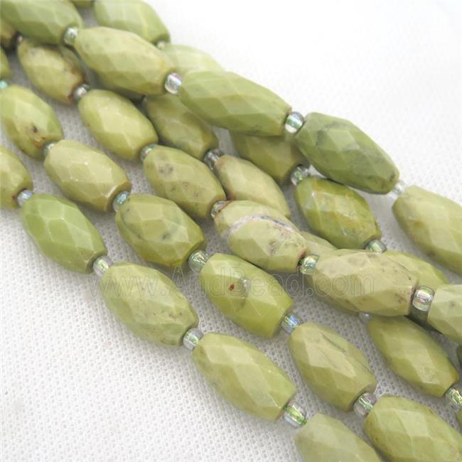 olive Mongolian Turquoise beads, faceted barrel