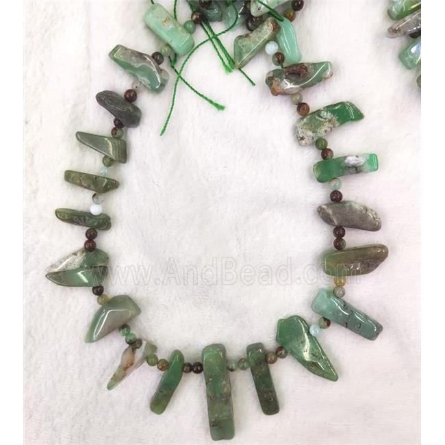 green Australian Chrysoprase stick beads