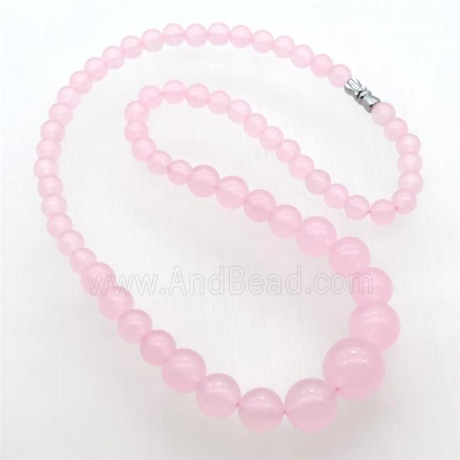 pink Malaysia Jade Necklaces with screw clasp