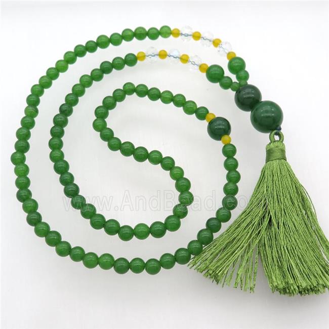 green Malaysia Jade Necklaces with tassel