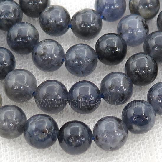 Iolite Beads, round, AB-grade, inkblue