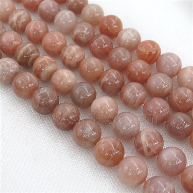 peach MoonStone beads, round