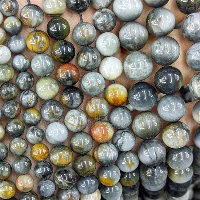 Natural Hawkeye Stone Beads Smooth Round B-Grade