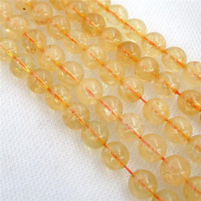 round Citrine Beads, yellow treated