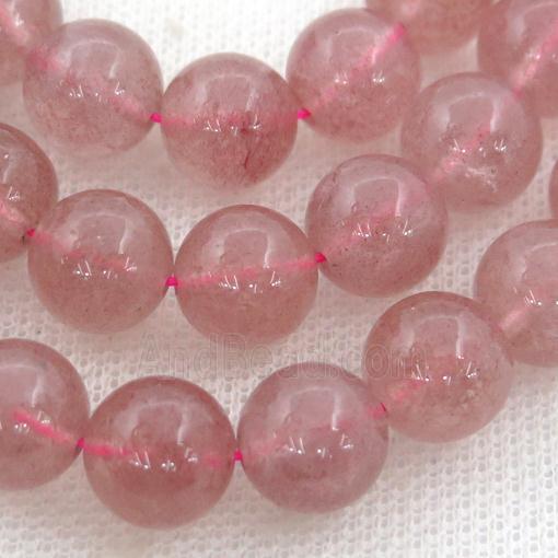 pink Strawberry Quartz Beads, round