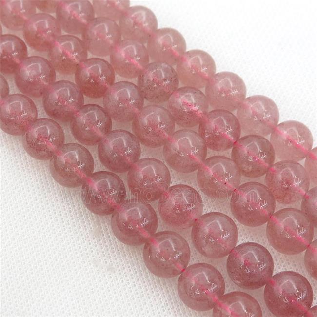 pink Strawberry Quartz Beads, round