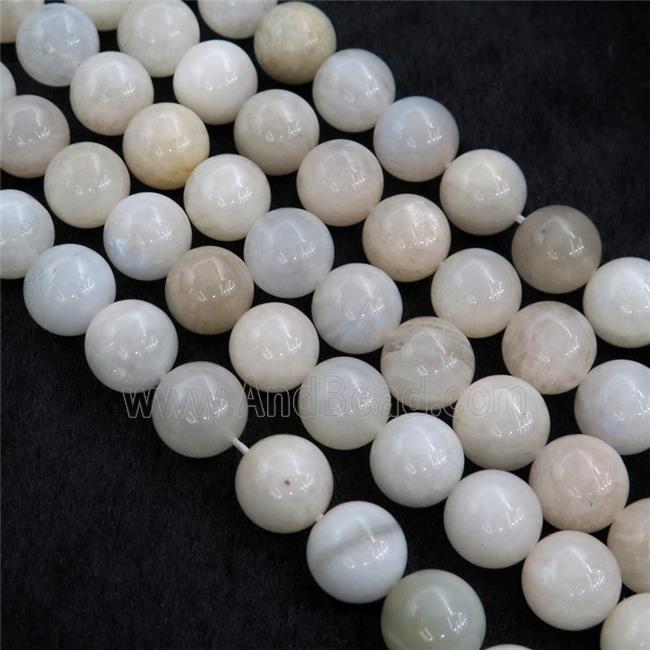 white MoonStone Beads, round, AB-grade