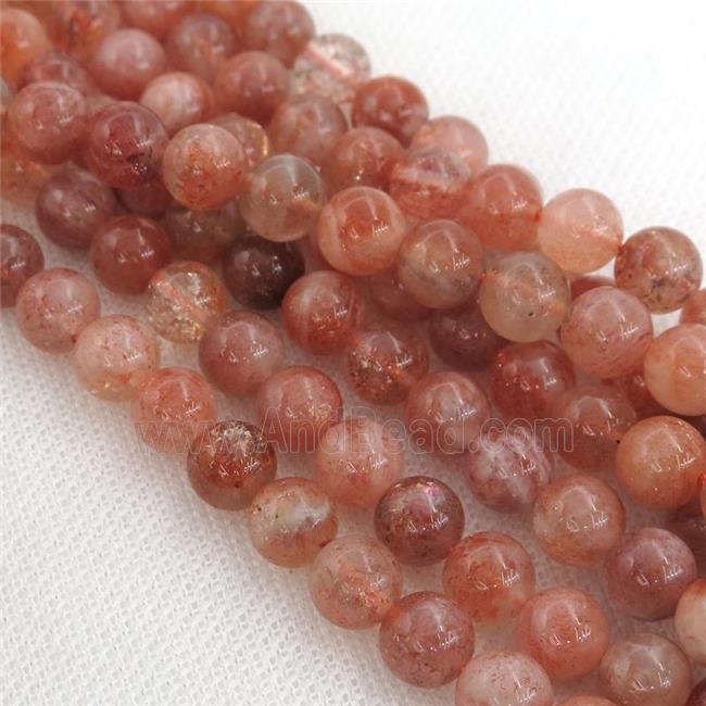 orange SunStone Beads, round, A-grade