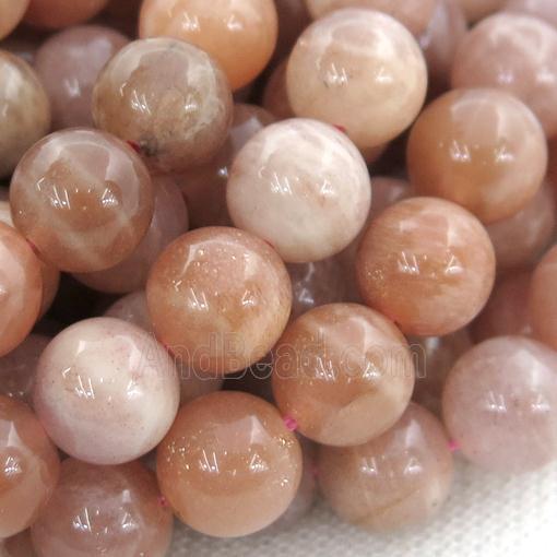 peach Sunstone Beads, round