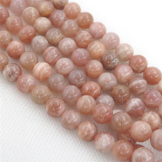 peach Sunstone Beads, round