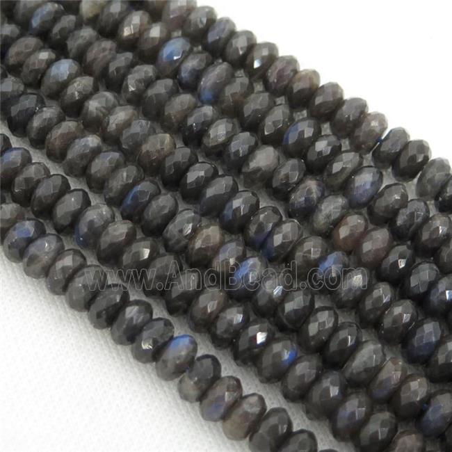black Labradorite Beads, faceted rondelle