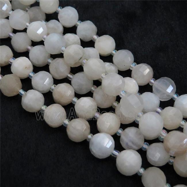 white MoonStone lantern beads