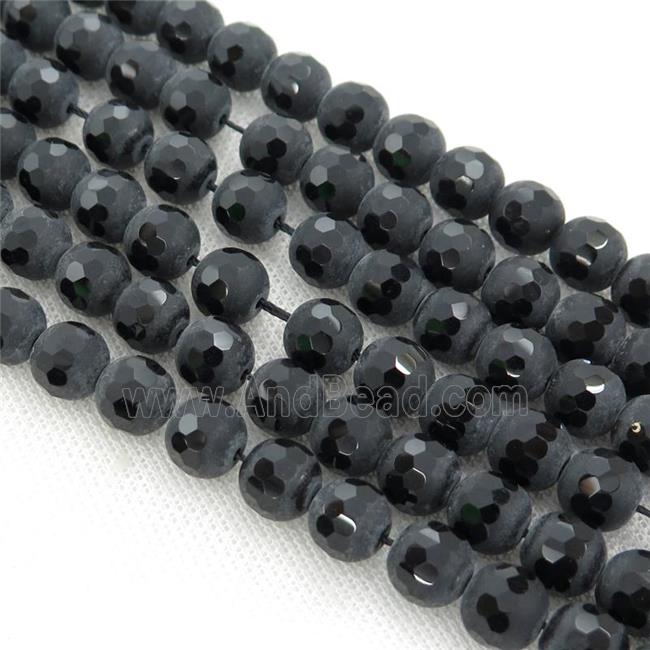 Natural Black Onyx Agate Beads Faceted Round Matte