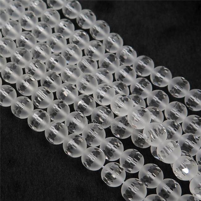 Natural Clear Quartz Beads Faceted Round Matte