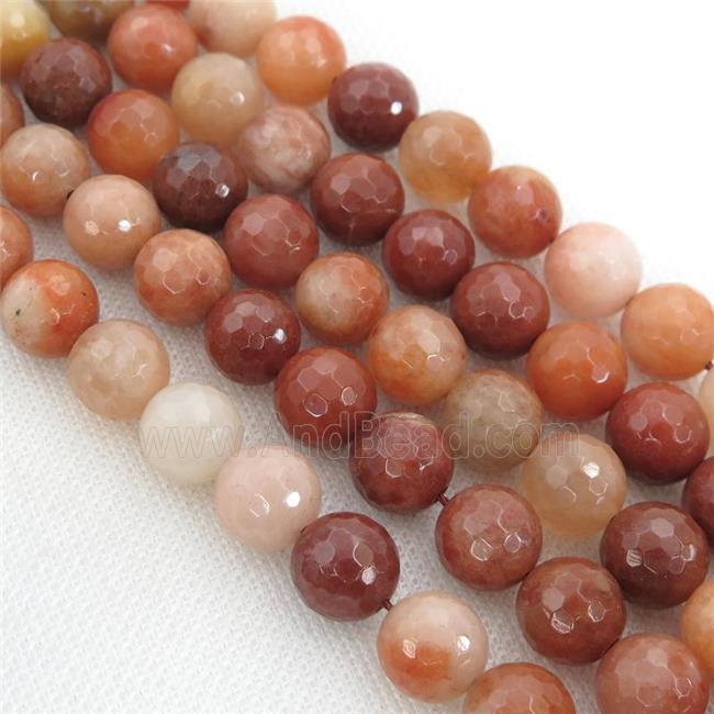 red Carnelian Agate Beads, faceted round