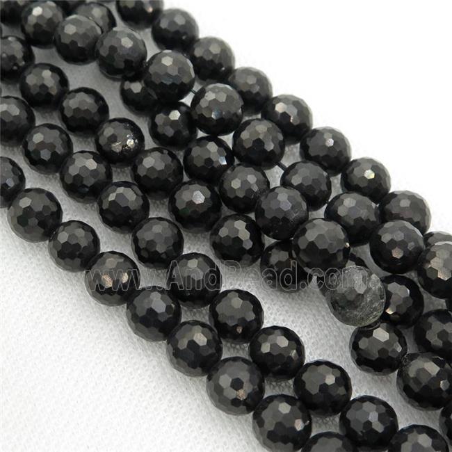 black Coal Crystal Beads, faceted round