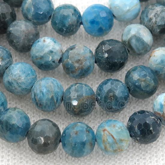blue Apatite Beads, faceted round