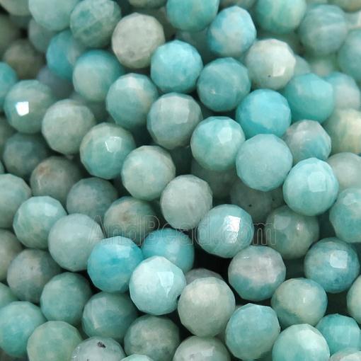 green Amazonite Beads, faceted round