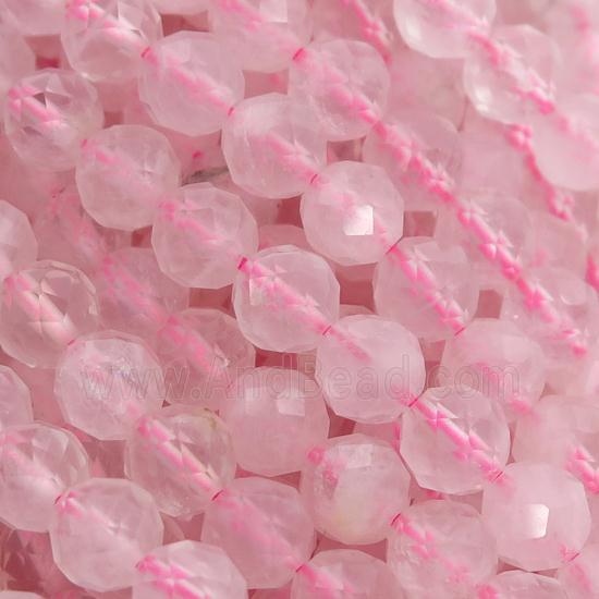 Rose Quartz Beads, faceted round, pink
