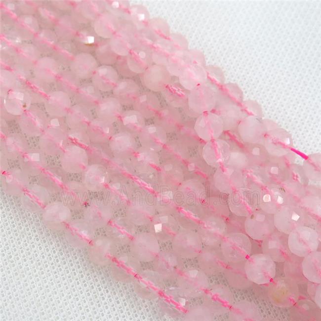 Rose Quartz Beads, faceted round, pink