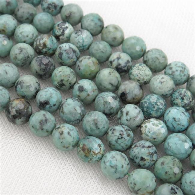 green African Turquoise Beads, faceted round