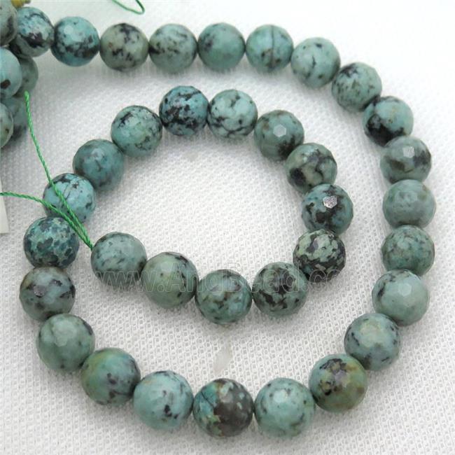 green African Turquoise Beads, faceted round